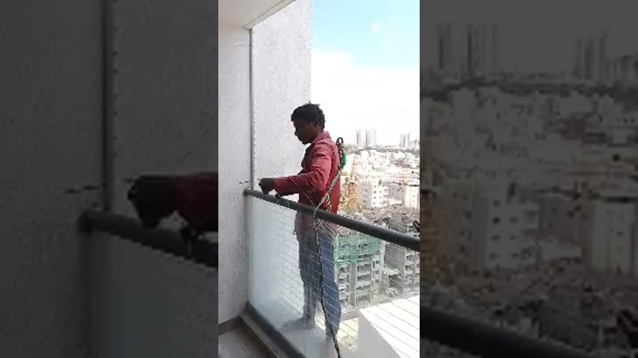 Invisible grill installation😱in Bengaluru,Balcony safety grill•Call📞9900833388 | #emmanuelsafetynets