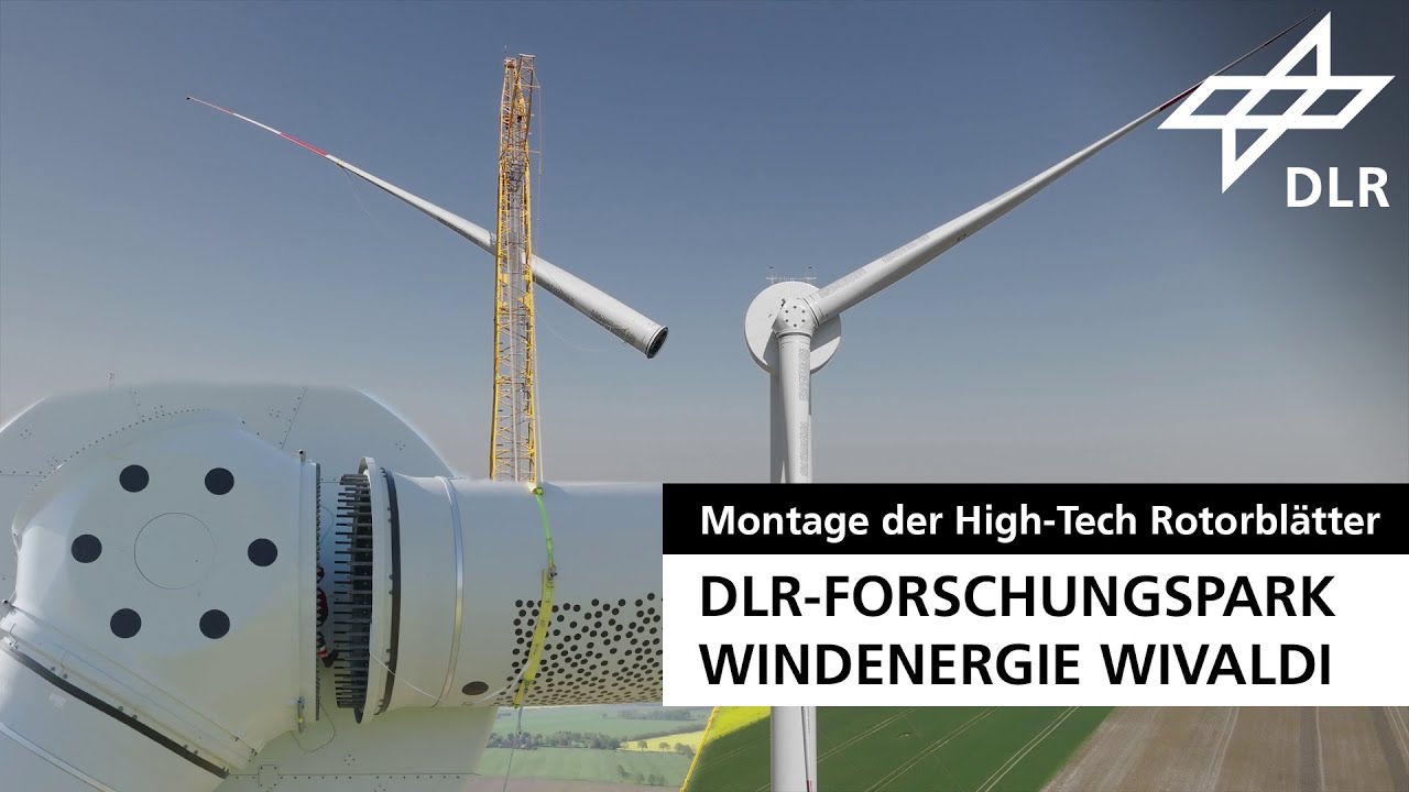 DLR-Forschungspark Windenergie WiValdi: Rotorblättermontage an der Windenergieanlage OPUS 2