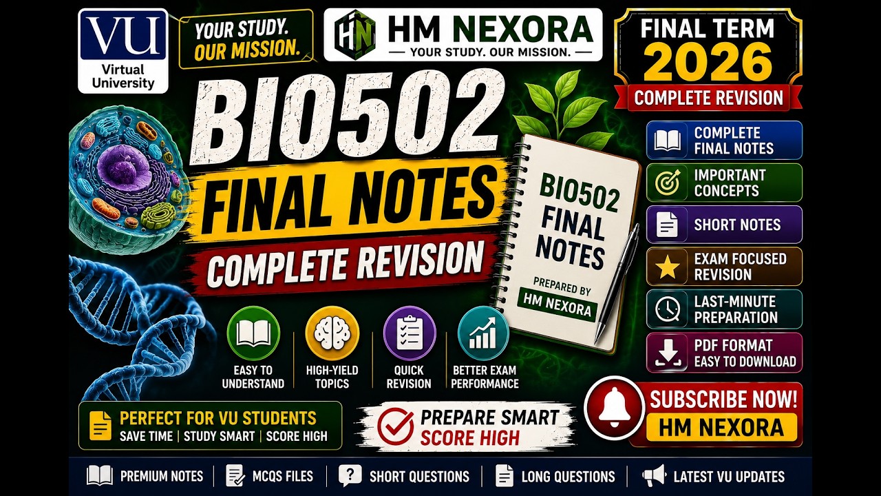 BIO502 Final Notes | Complete Final Term Revision 2026 | Virtual University | HM Nexora