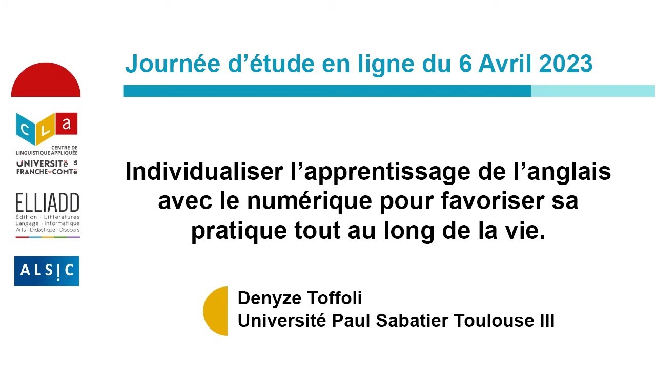 Denyze Toffoli - Individualiser l’apprentissage de l’anglais via le numérique