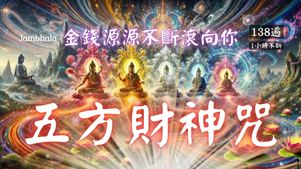 1hrs 五方財神咒 Zambala，2024諸事大吉招財必聽神咒！每天日誦聽（心誠則靈） 💰五方財神助您財源廣進💰 888hz Five Wealth Money Jambhala Mantra 💰