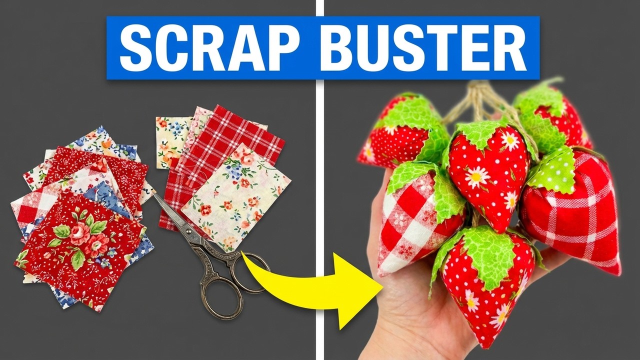 Simple Scrap Buster Project | DIY Fabric Strawberries