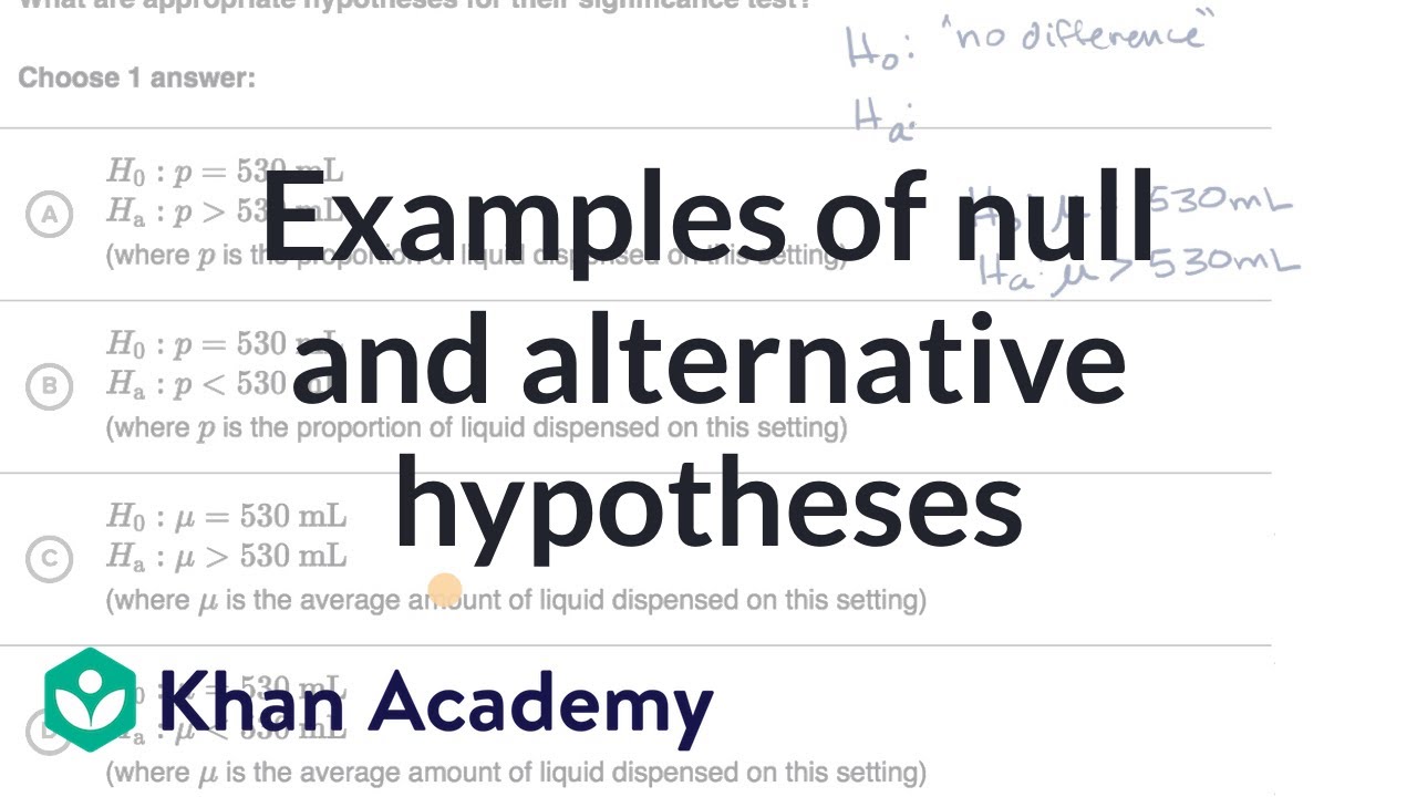 Examples of null and alternative hypotheses | AP Statistics | Khan Academy