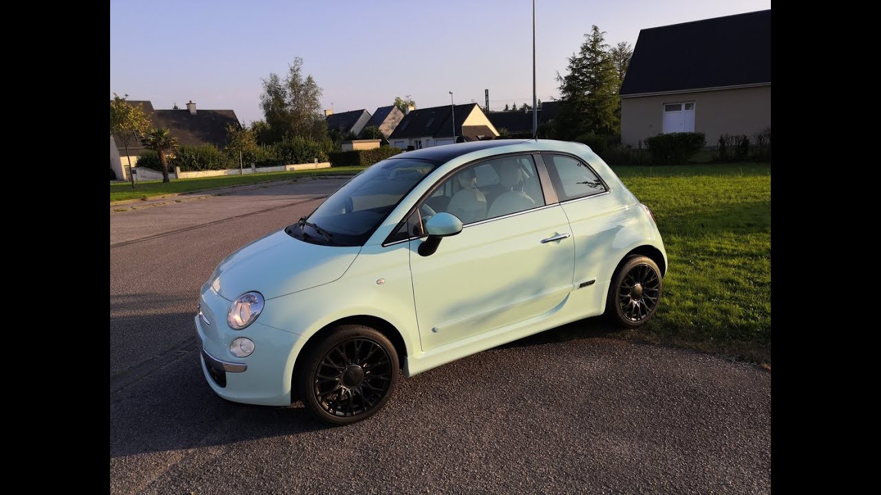 restauration-modification fiat 500 lounge blanche ,en version sport vert menthe ,édition carbone