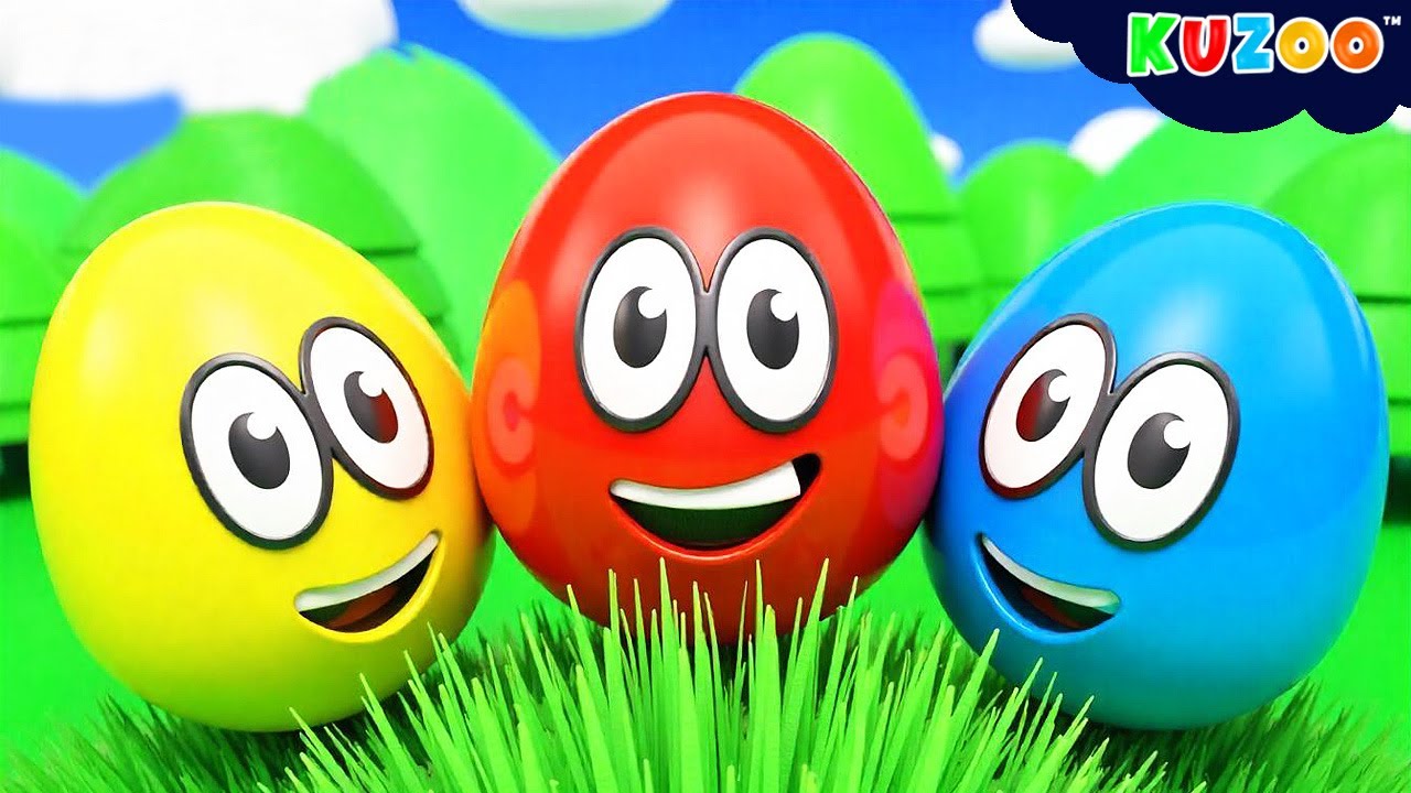 Surprise Eggs Learning Video 🌈🥚 Colorful Eggs for Kids Learn Colors & Fun Songs KuZoo Nursery Rhymes