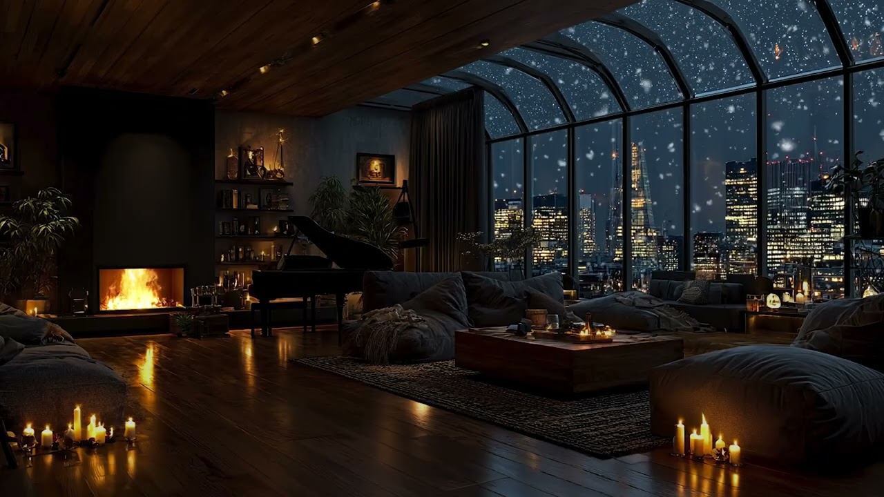 Smooth Jazz by the Fireplace 🎷🔥 Cozy Winter Night for Relax & Study (3 Hours)