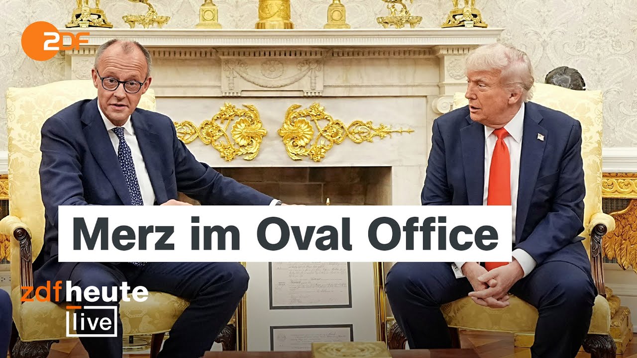 Bundeskanzler Merz bei  US-Präsident Trump im Oval Office | ZDFheute live
