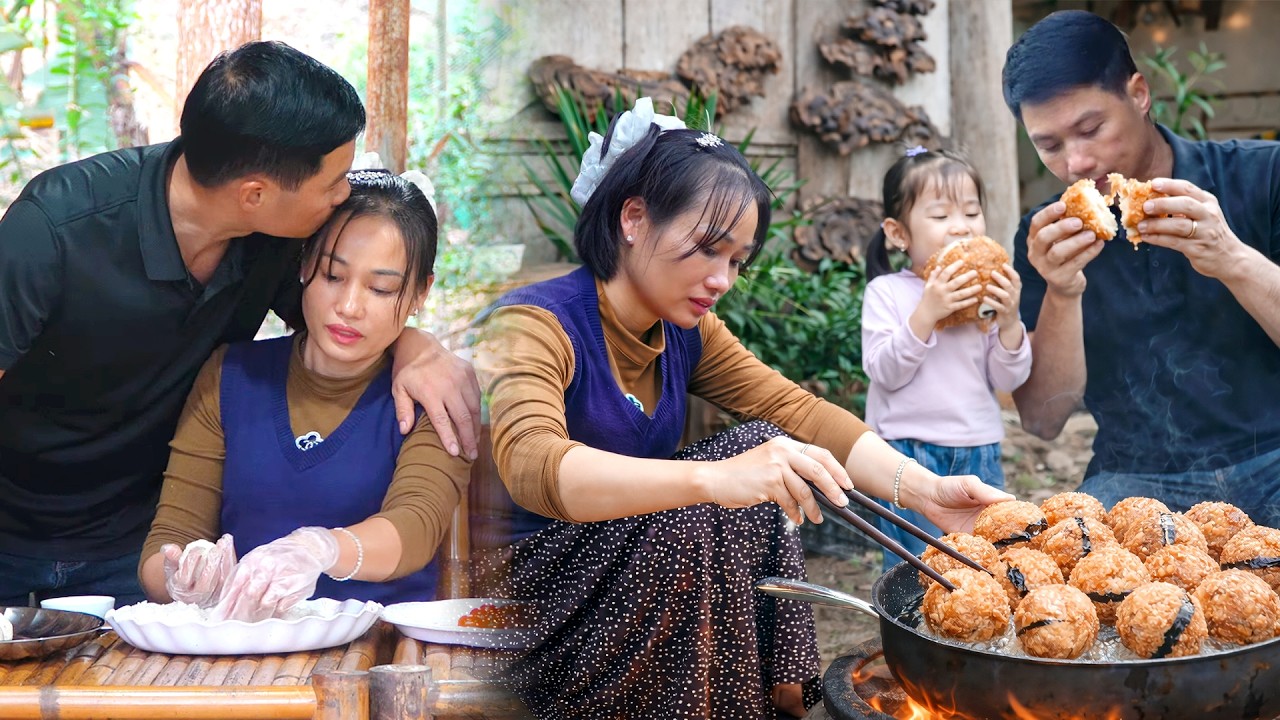 A Delicious Family Meal: Crispy Rice Balls Stuffed with Homemade Salted Egg Yolk & Potato Soup