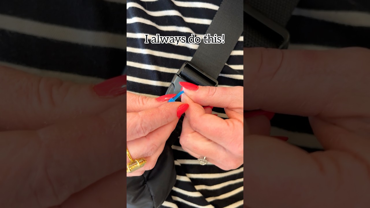 Safety tip for airports and crowds! Use a zip tie to secure belt buckle bags! #airport #TravelTips