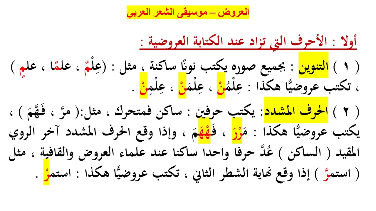 الكتابة العروضية - شرح وتوضيح الدكتور رأفت الشرقاوي