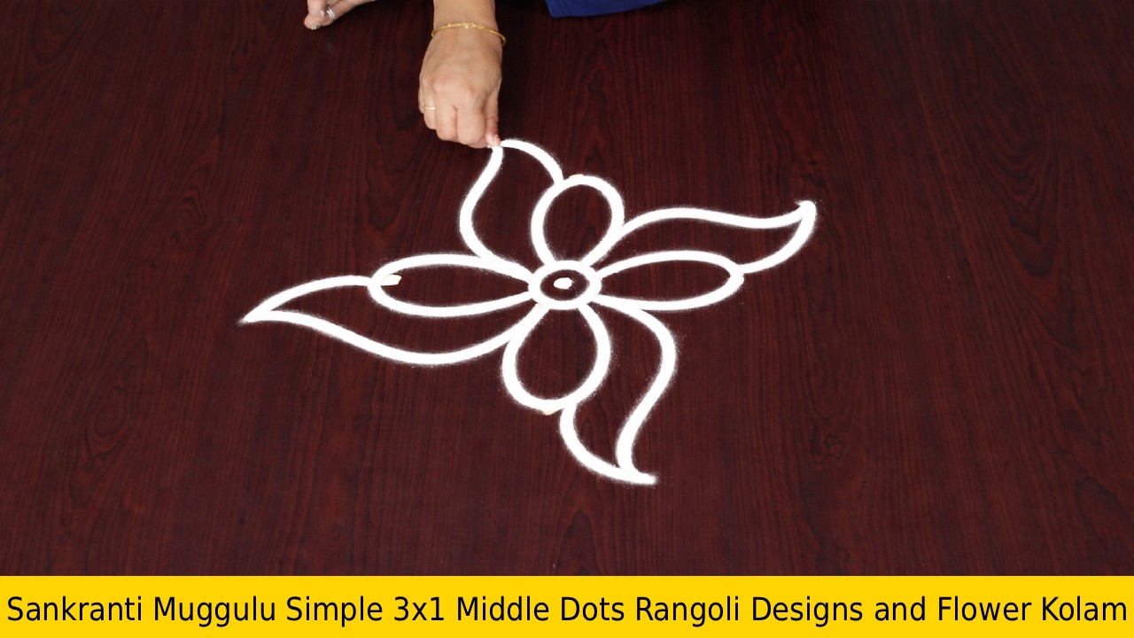 Sankranti Muggulu Simple 3x1 Middle Dots Rangoli Designs and Flower Kolam