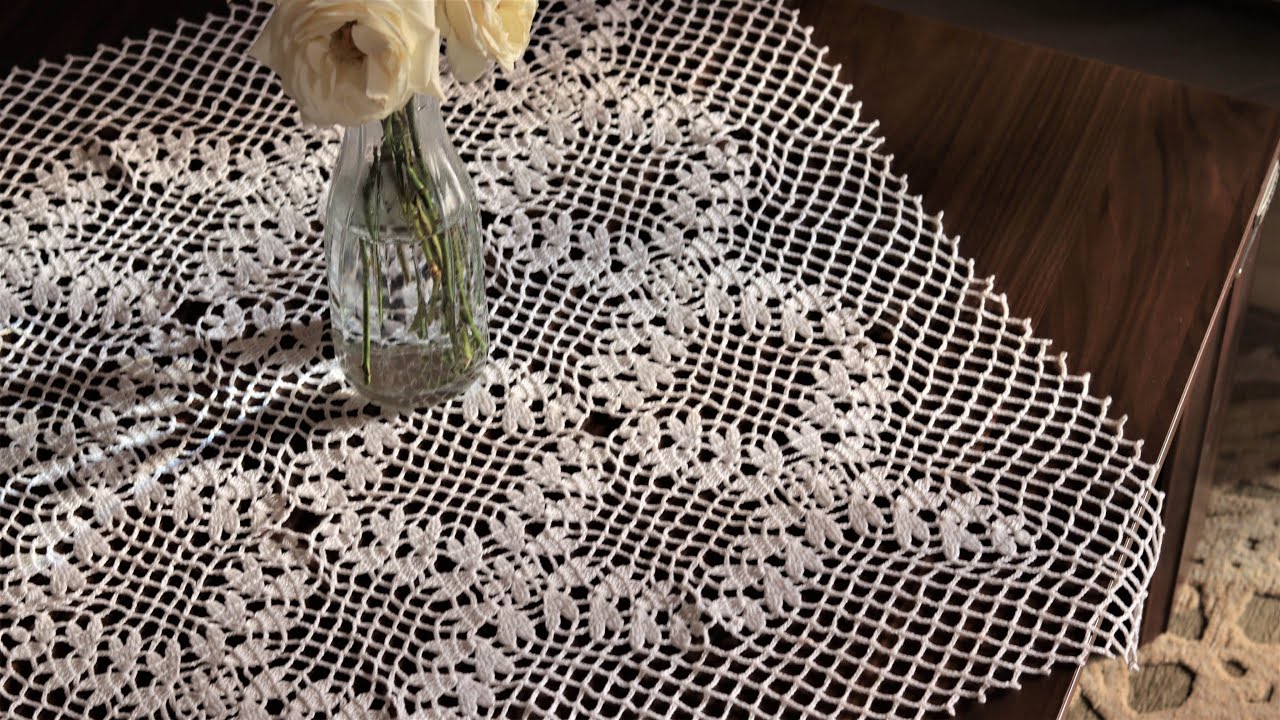 مفرش طاولة كروشيه .. تشبيك الوحدات وعمل الإطار | Crochet table cloth [part 2]