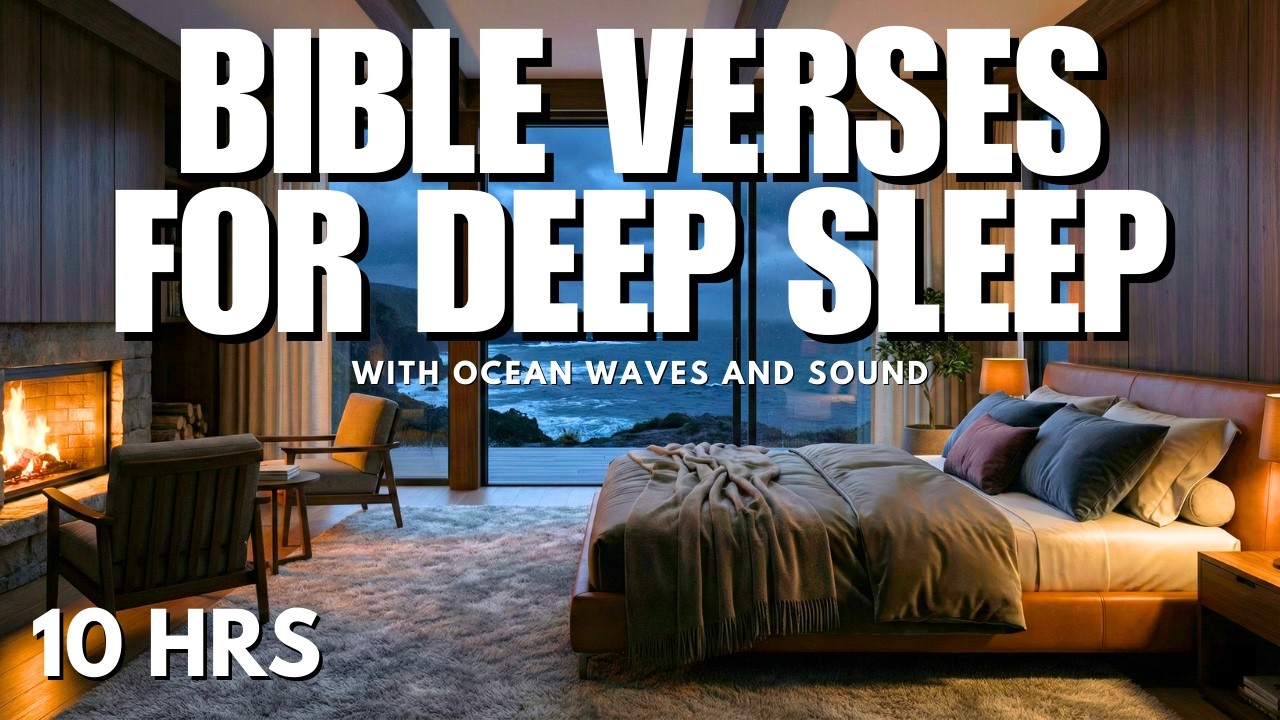 Bible Verses for Deep Sleep with Ocean Waves | God’s Word Through the Night (10 HRS)