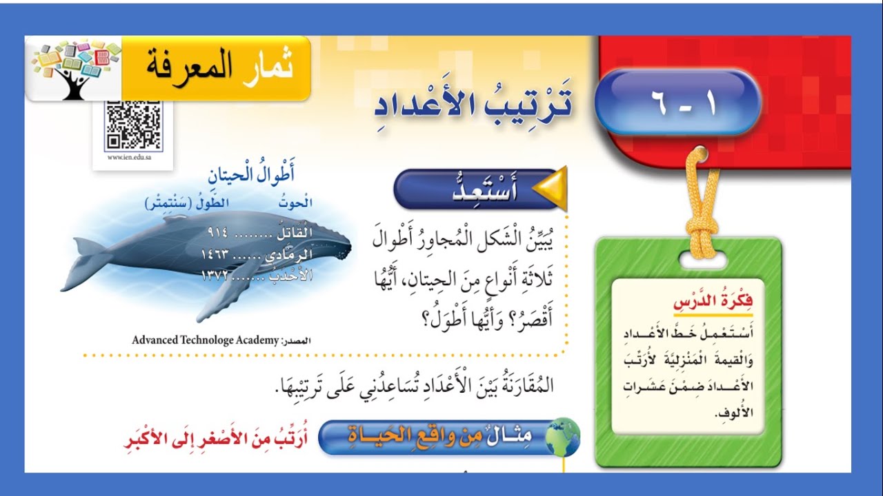 ترتيب الأعداد | الرياضيات | للصف الثالث الابتدائي ف١