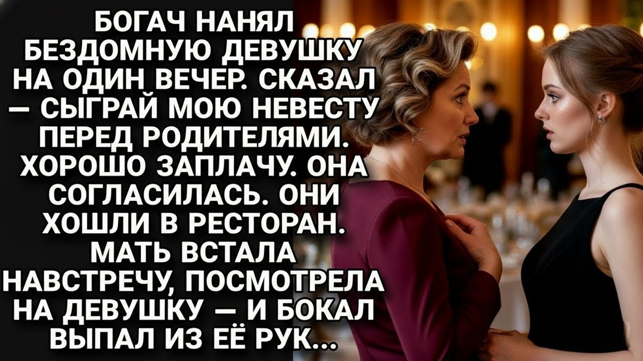 Богач нанял бездомную сыграть невесту. Мать встала навстречу — и бокал выпал из её рук...