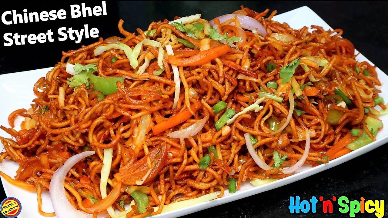बाज़ार में ऐसे बनाते है चायनीज भेल-Street Style Chinese Bhel in hindi-Chinese Bhel Recipe-Noodle Bhel