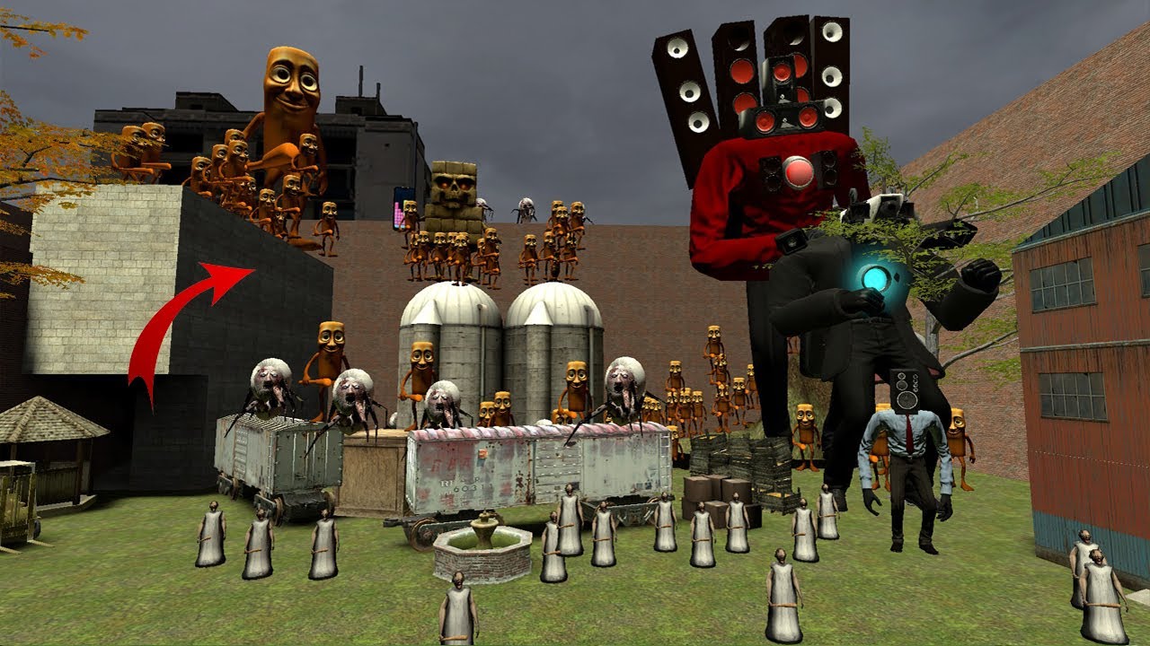 AI Brainrot Memes Bosses in Giant Pit - HORRIFYING MEME MONSTER BATTLE, Garry's mod abandoned factor