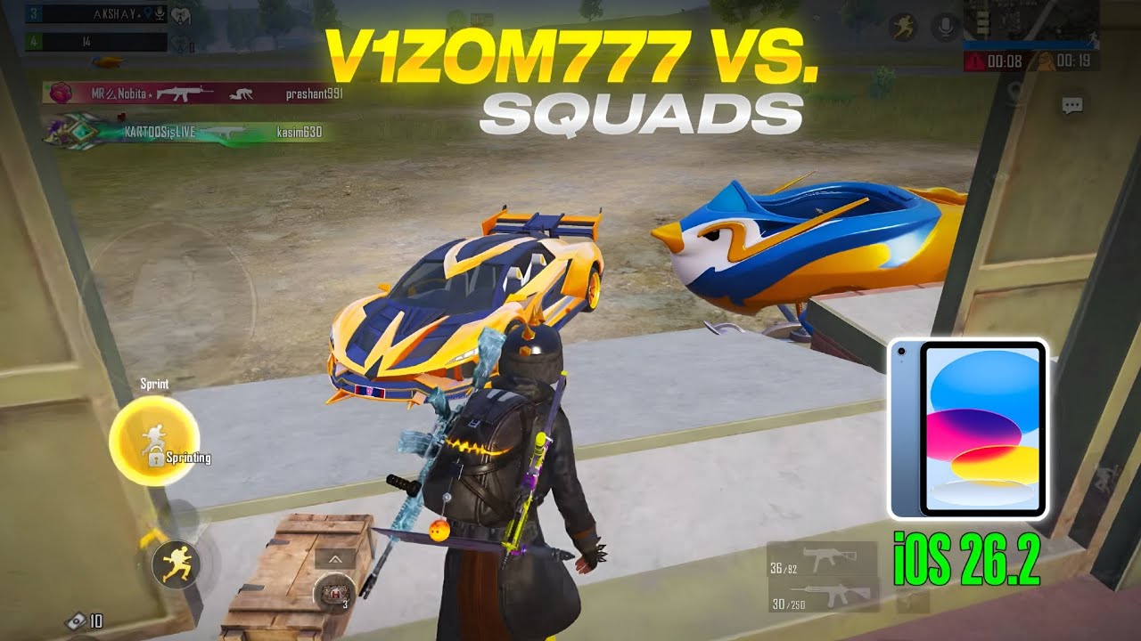 V1ZOM777 VS SQUADS☠️ | IPAD 11TH GEN(A16) IOS 26.2 || V1ZOM777
