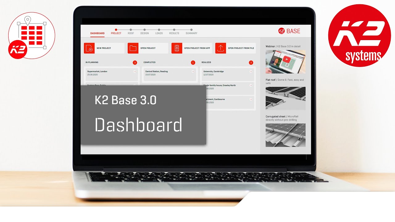 K2 Base: Dashboard, &Uuml;berblick & Navigation [DEUTSCH] Solar PV-Planungssoftware