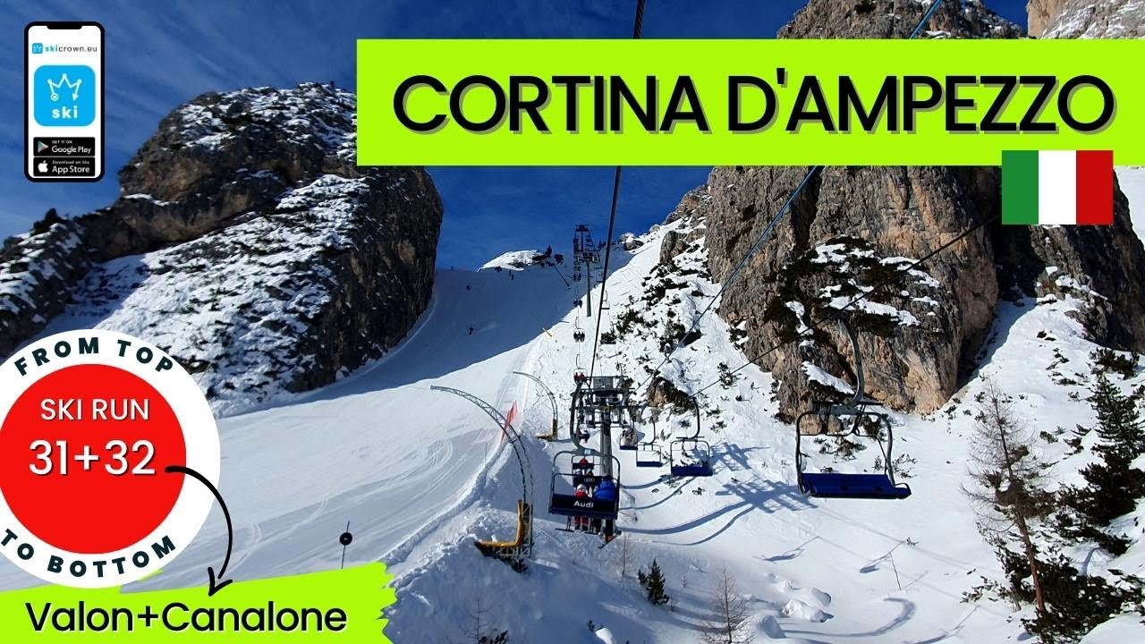 Cortina ďAmpezzo Tofana Italy /ski run 31+32 - Valon + Canalone, from top to bottom