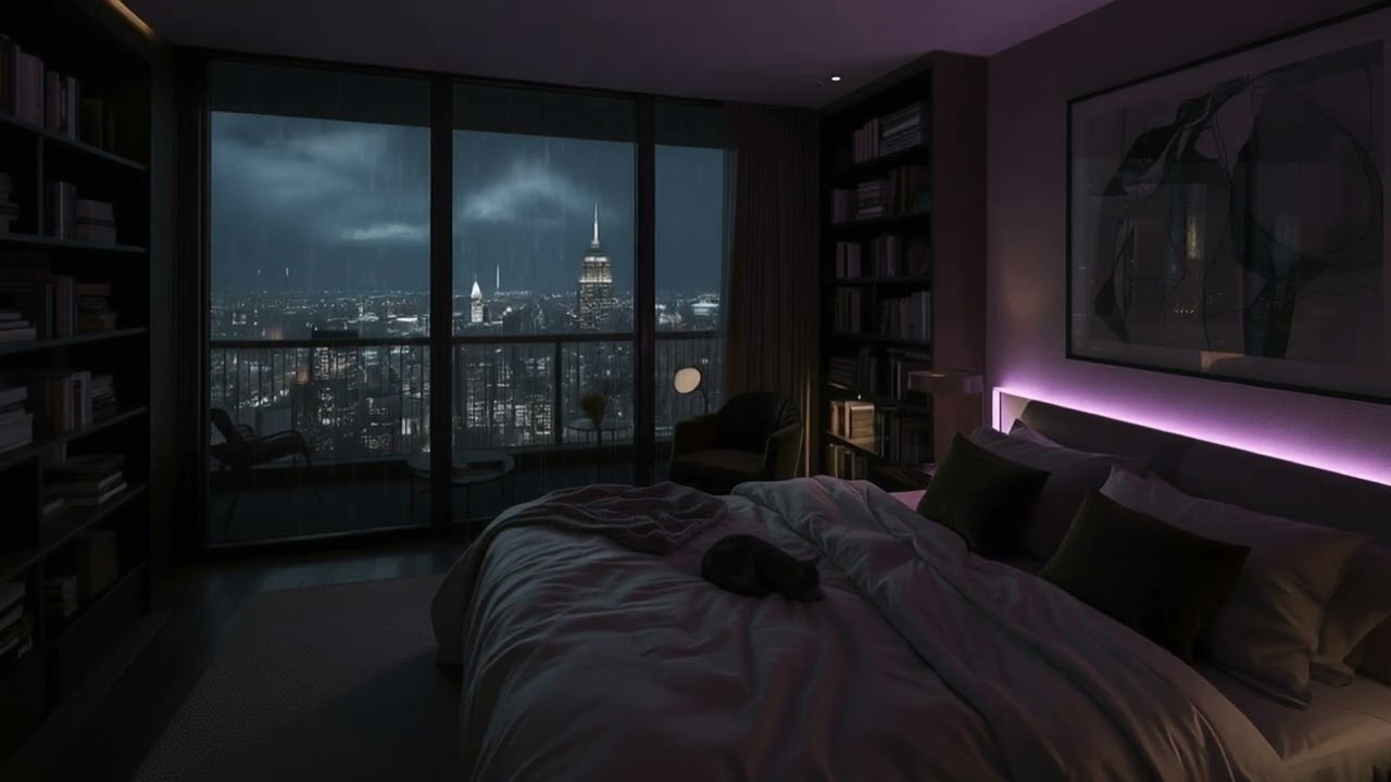 POV: Midnight Rain in a Penthouse Bedroom | Soft Lofi & Rain for Bedtime