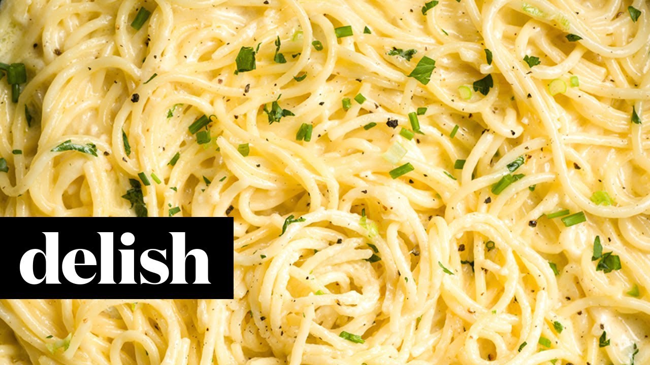 Creamy Three-Cheese Spaghetti | Delish
