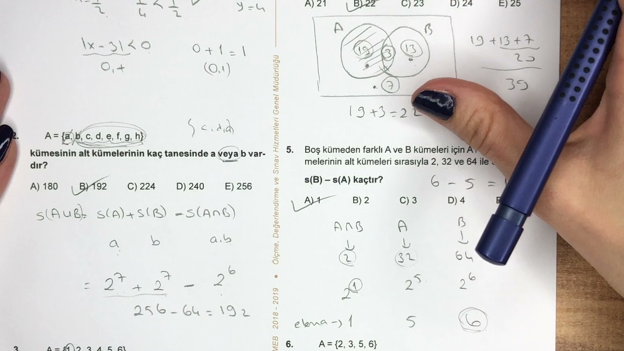 TEST-1 (Kümeler) | MEZUN MATEMATİK KAZANIM TESTLERİ