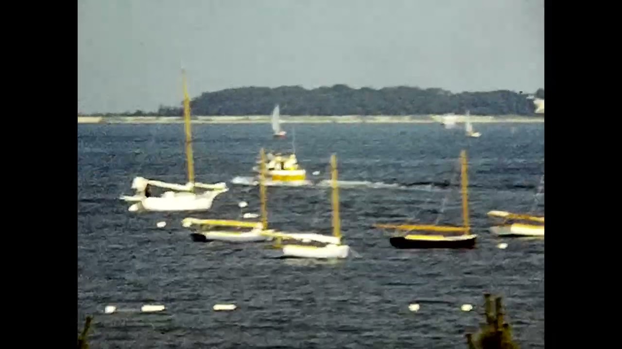 1960's Beach Scene, sailing and water skiing, 8mm vintage film