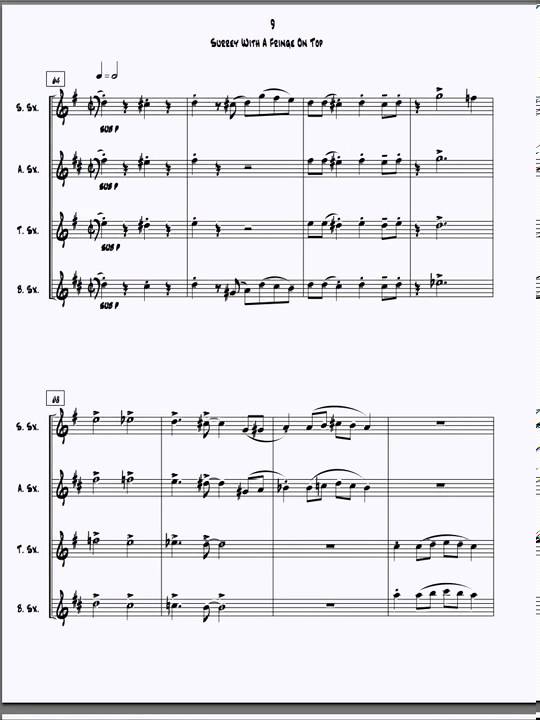 Saxophone Quartet - Surrey With A Fringe On Top - by Richard Rogersl