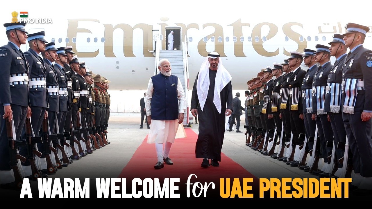 PM Modi receives UAE President HH Sheikh Mohamed bin Zayed Al Nahyan in New Delhi