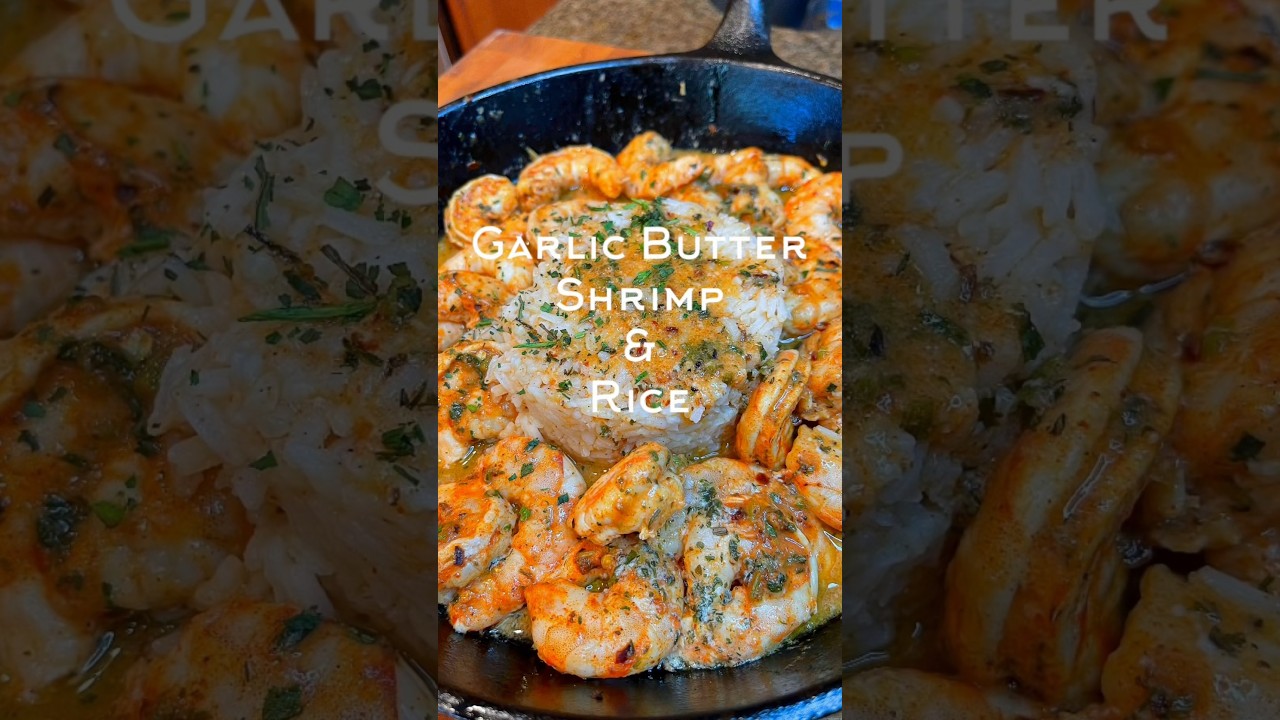 Garlic & Herb BUTTER SHRIMP w/Rice #subscribe #trending #seafood #youtubecontent #youtube #grilling
