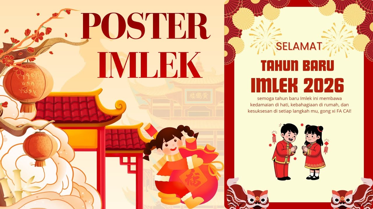 CARA MEMBUAT POSTER TAHUN BARU IMLEK 2026 DI APLIKASI CANVA