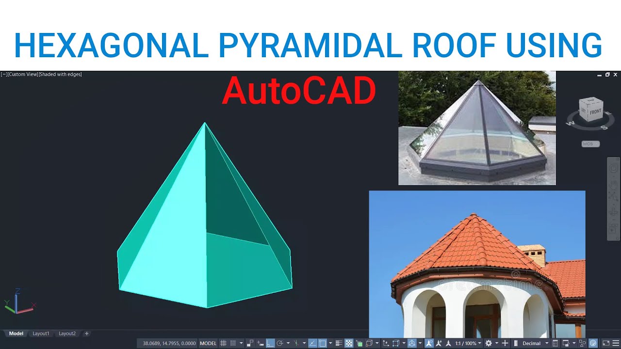 Шестиугольная пирамидальная крыша с использованием AutoCAD | Учебное пособие по AutoCAD 3D