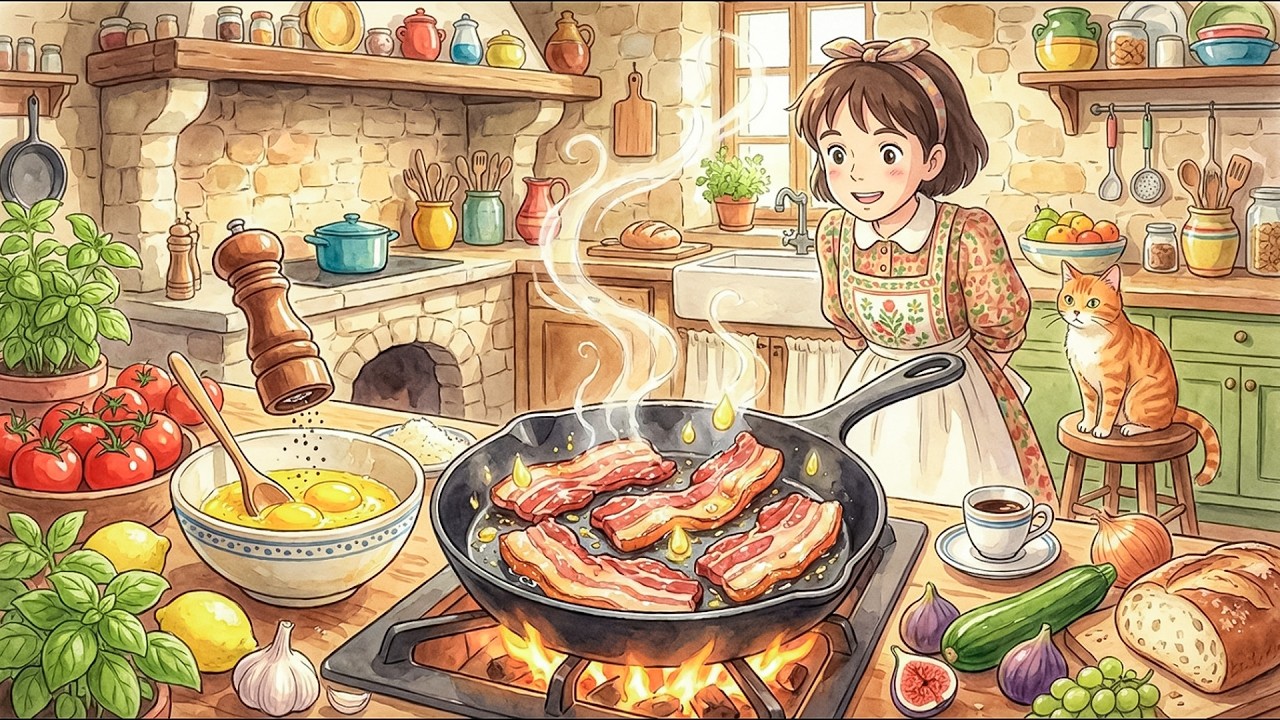 Peaceful Ghibli-Style Life 🍃 Buying & Smoke Out Fresh Pork | ASMR Cooking & Village Walk 🌿☀️