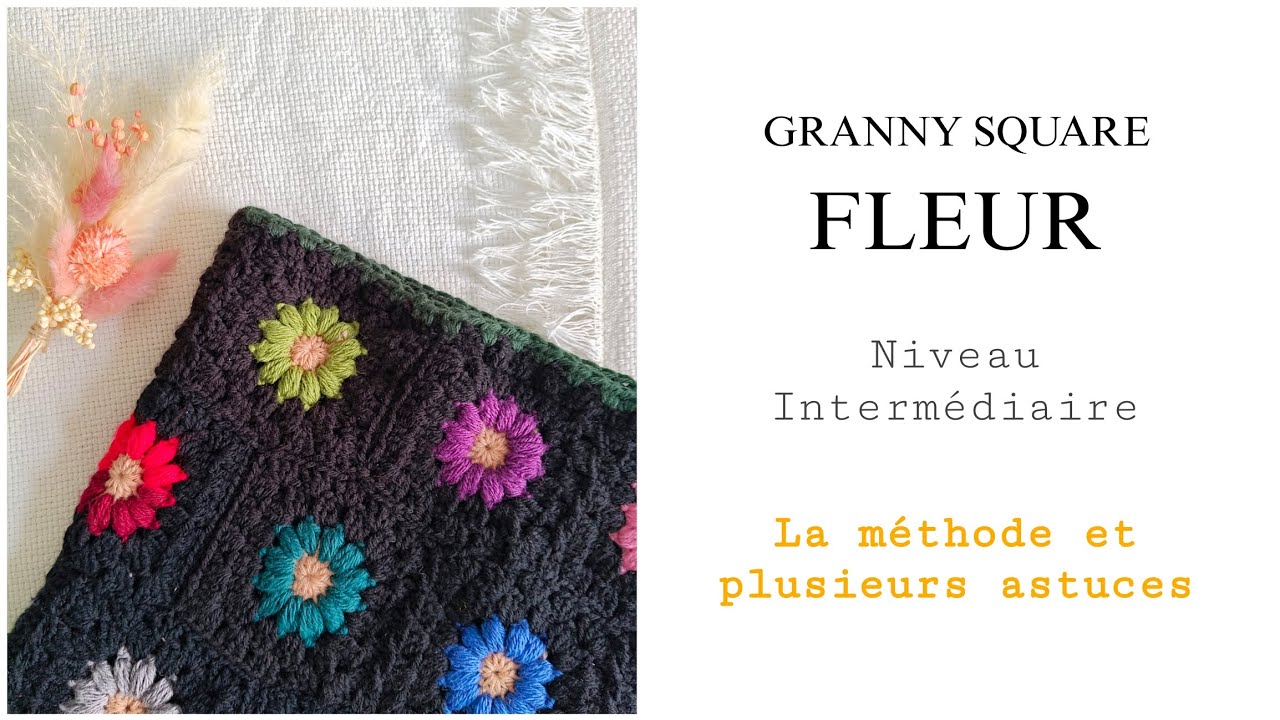 GRANNY SQUARE: Fleur Margarita (Version Cache-Cou FRIDA)