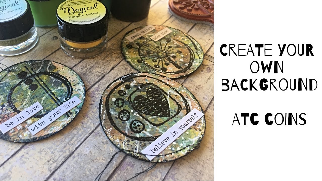 ATC coins with Lindy's Gang-  making background without gelli plate