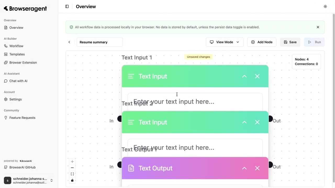 Create & run a workflow from scratch - BrowserAgent
