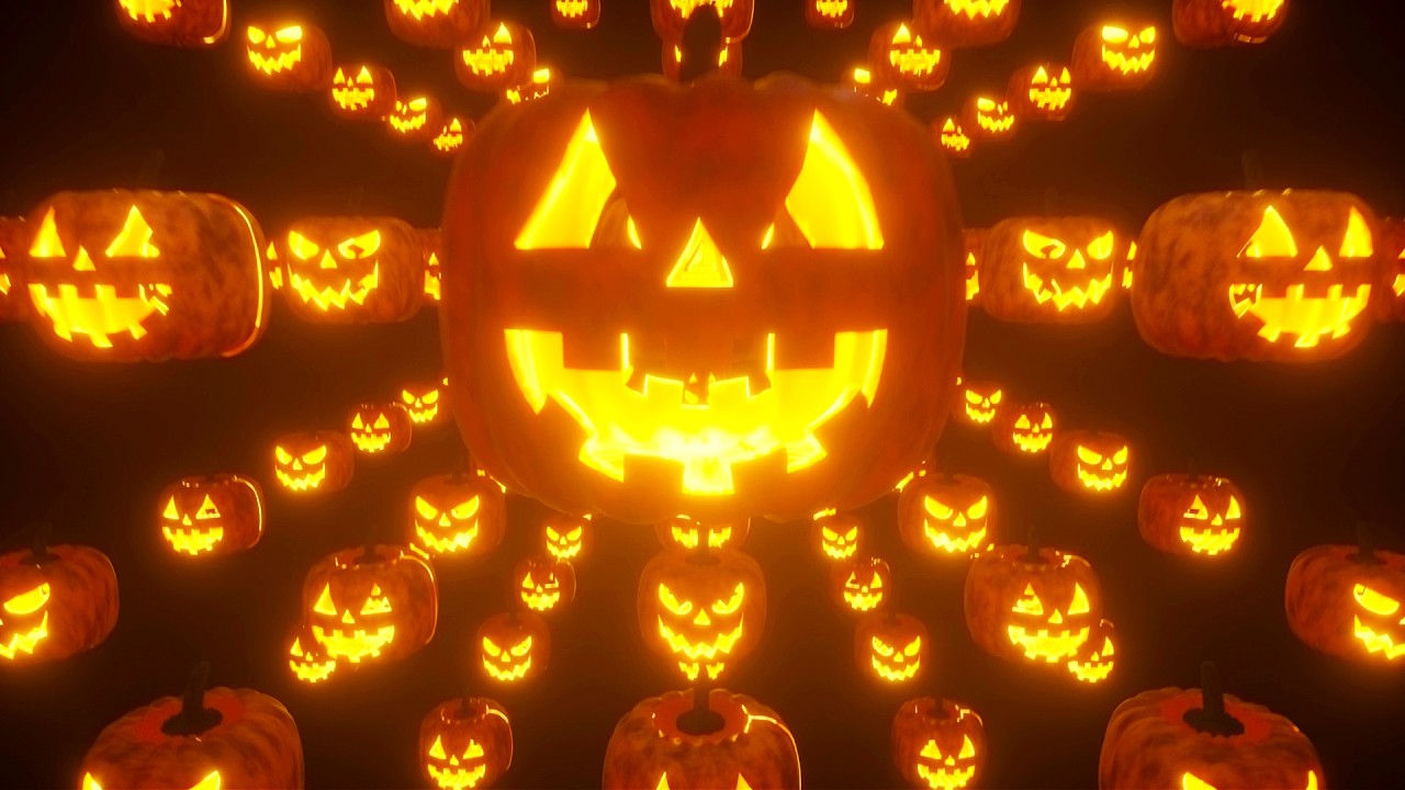 Glowing Pumpkin Tunnel 🎃 10 Hours of Spooky Halloween Visuals | 4K No Sound
