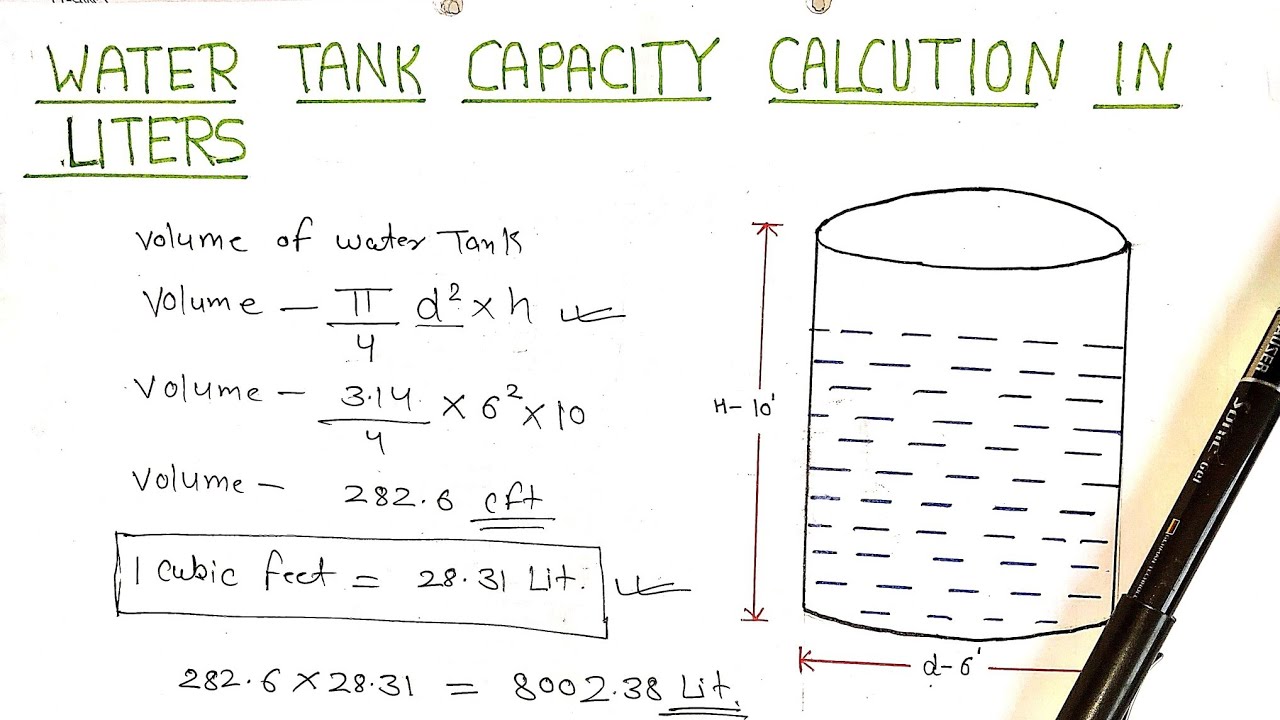 water tank capacity calculation in litres | Water tank volume | @Civil Field Engineer