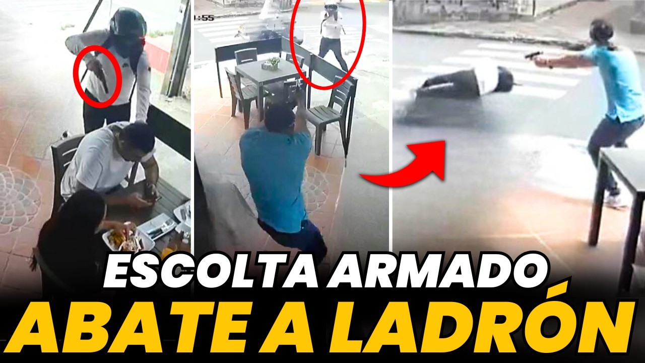 &iexcl;Oficial ABATE a DOS criminales por la ESPALDA frente a TODOS en pleno restaurante!