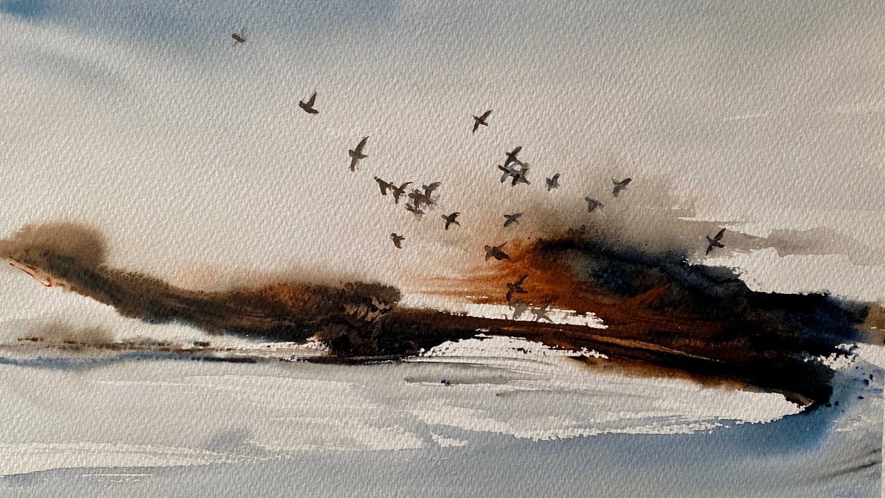 The BEST NEW TOOL For ABSTRACT WATERCOLOR Painting!! Beginners Watercolour landscape Watercolor Demo