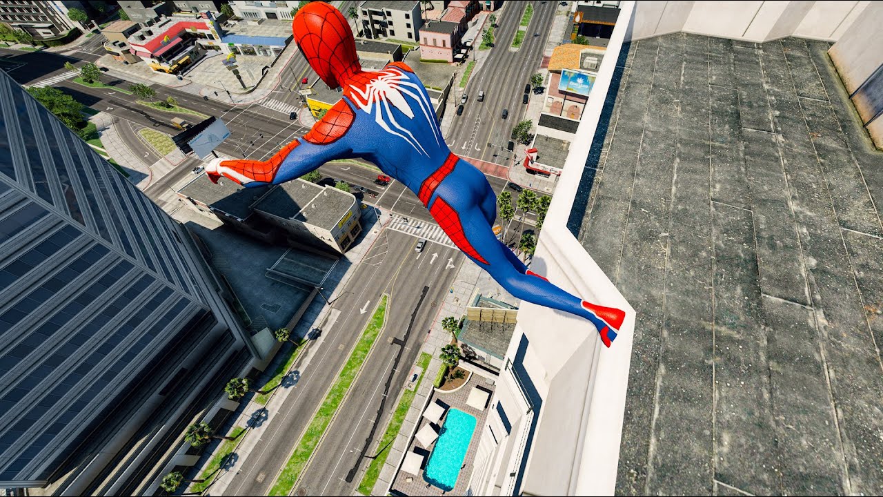 GTA 5 - Spiderman Water Stunts Jumps/Fails (Euphoria Ragdolls)