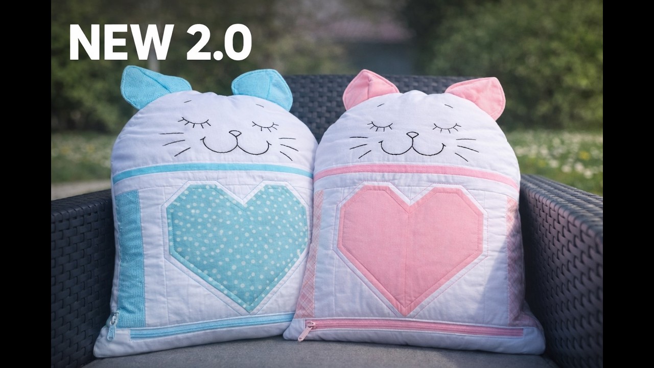 Patchwork Kitten Pillow 2.0 🐱 Now with Zipper | Cozy Slow Sewing