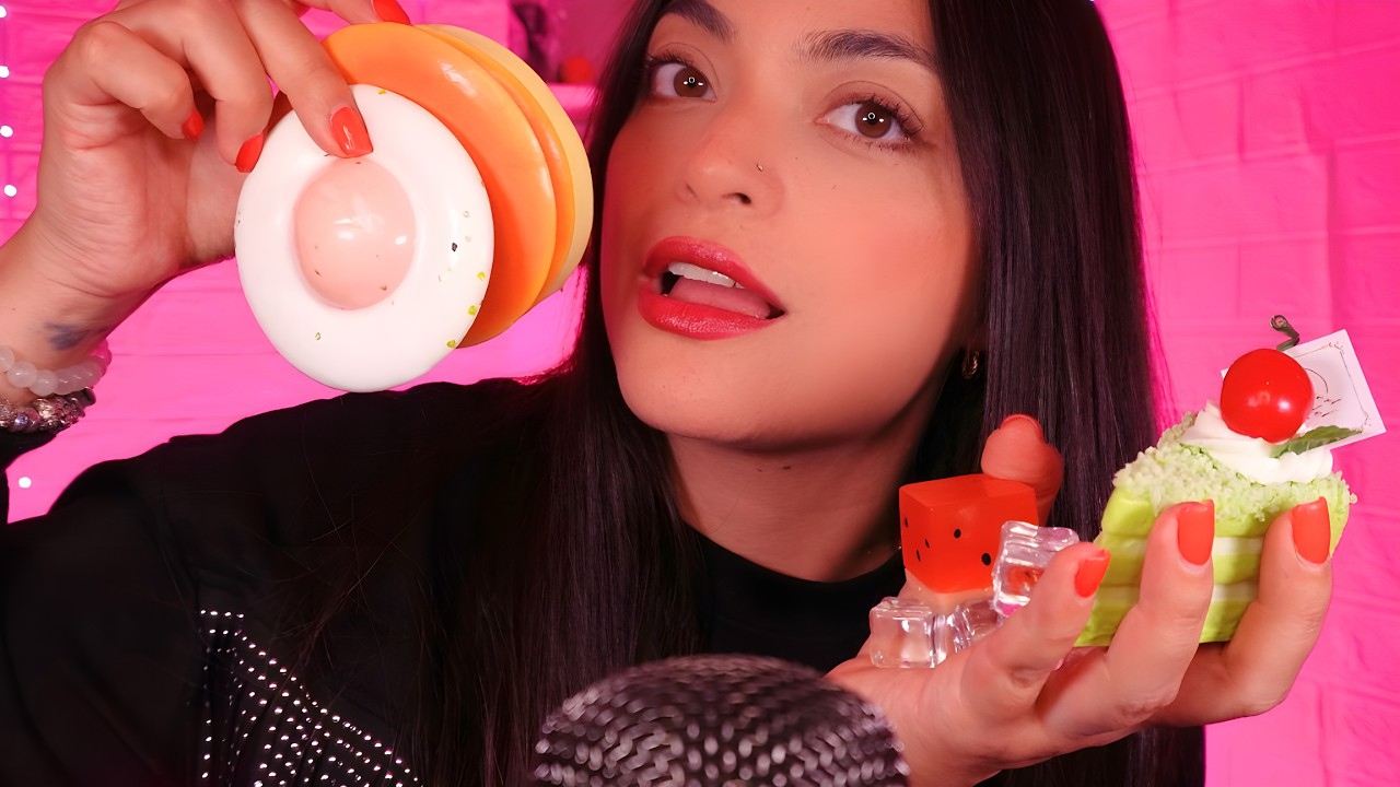 ASMR Fake Food Feast 🍉🥞🧊🍋 | Mouth Sounds & Lip Gloss Tingles