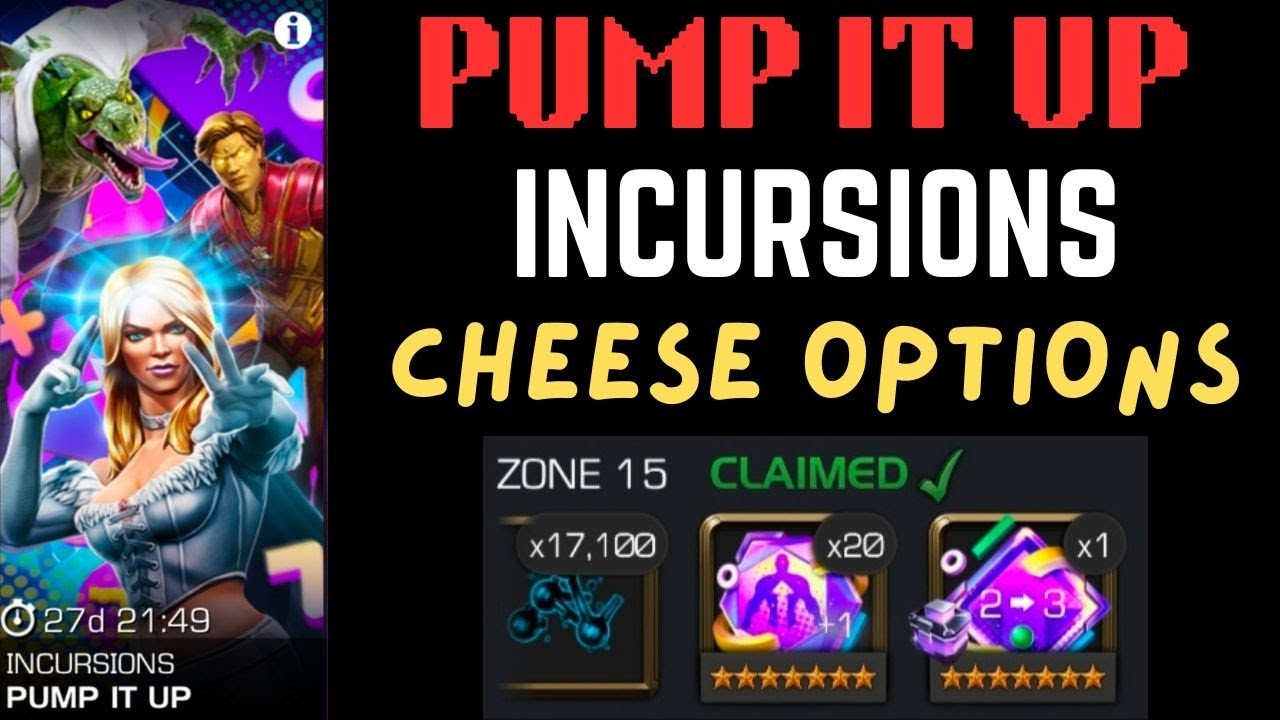 Pump it up INCURSIONS |Best hacks + Cheese options| - Marvel Contest of Champions 
