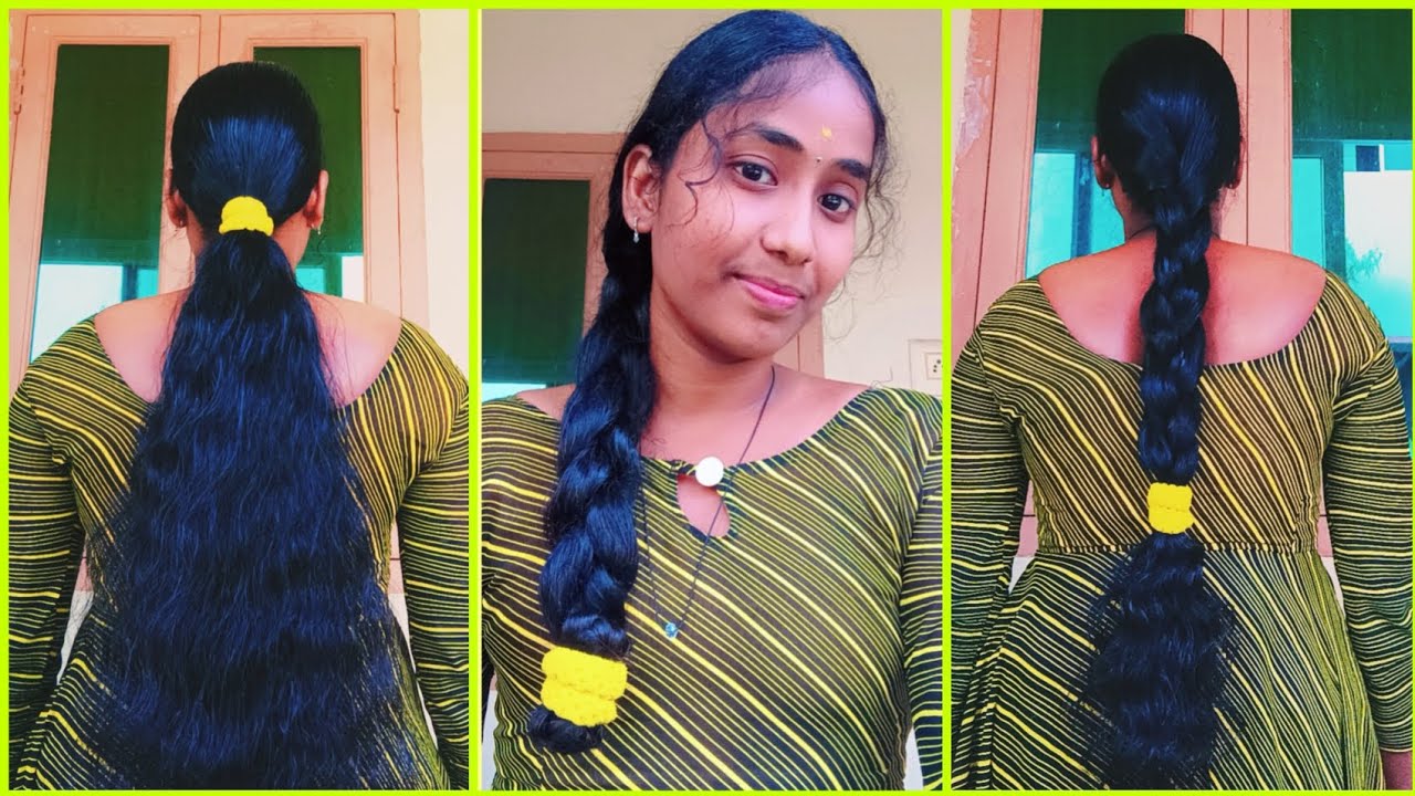 Oily Hair Hairstyle | Single Ponytail, Braid, Folded Braid | Heavy Hair Oiling | Tamil | @Renusstyle