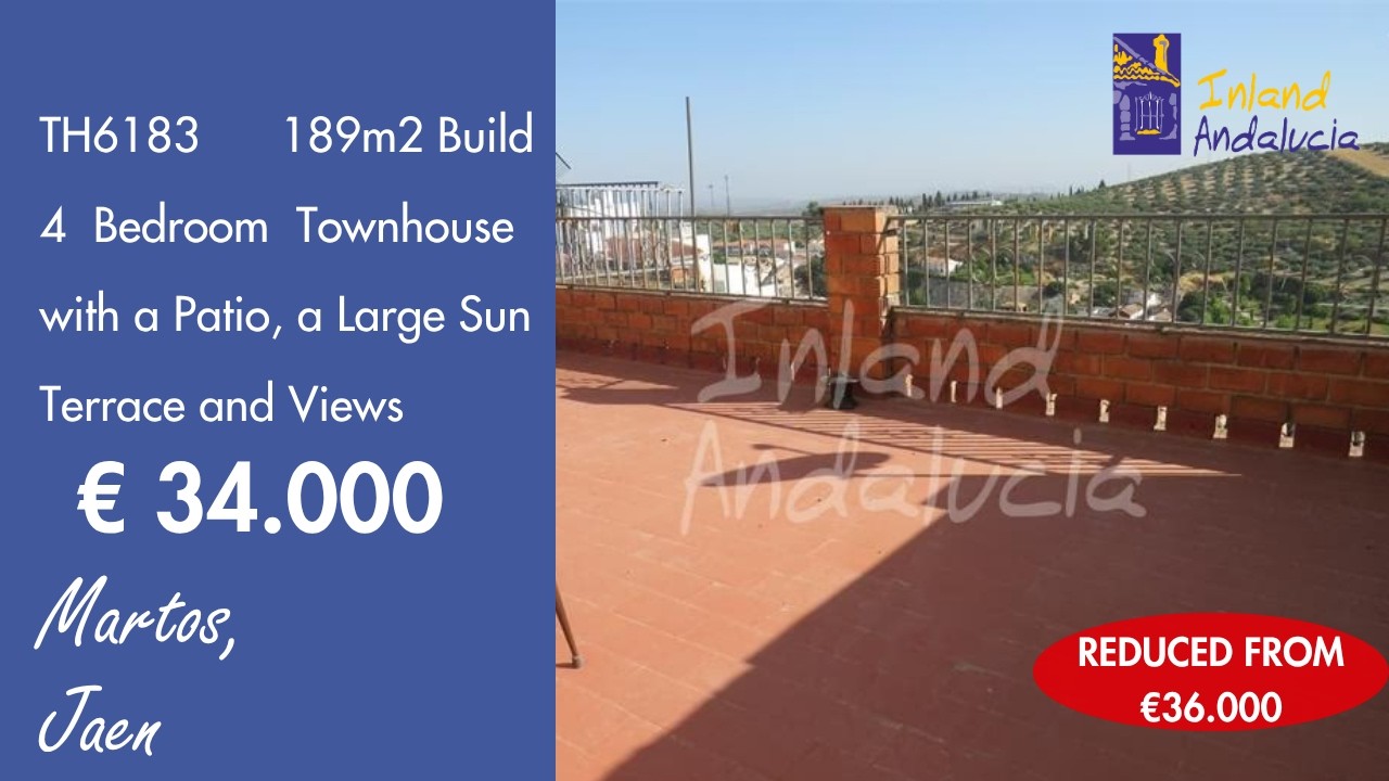36K, 4 Bedroom Townhouse + Patio, Big Sun Terrace Property for sale in Spain inland Andalucia TH6183