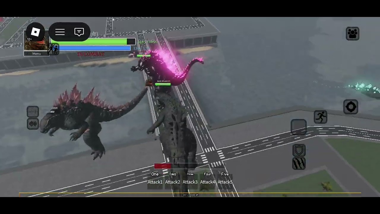 Playing as godzilla 2014 in roblox age of titans