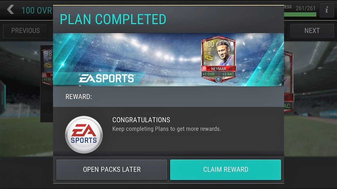 Fifa Mobile Soccer 100 Neymar Completed