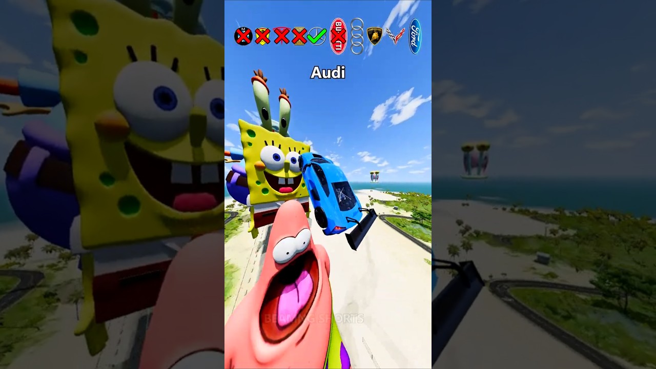 Cars vs Spongebob Squarepants Characters ❌😂 BeamNG.Drive #shorts #beamngdrive